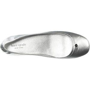 Kate Spade Kora Silver Nappa Leather Flats